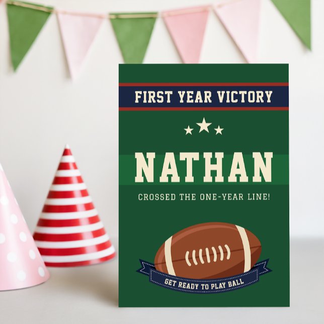 First Year Victory Football 1st Birthday Party Einladung (Von Creator hochgeladen)