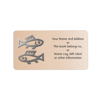 Fisces Star Sign Silver Fish Name Tag Geschenkstem Adressaufkleber