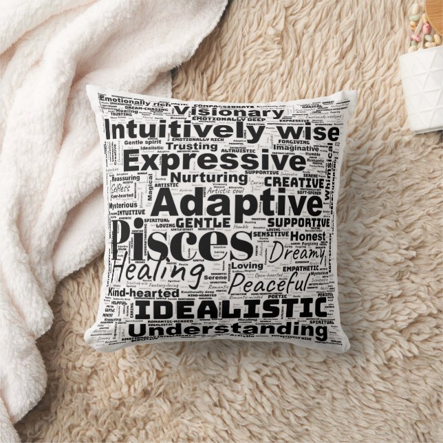 Fisces Word Cloud Zodiac Inspiration Throw Kissen (Decke)