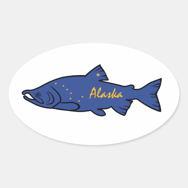 Fisch Alaska Lmon Ovaler Aufkleber (Vorderseite)