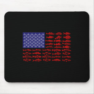 Fisch American Flag Patriotic Fishing 4. Juli Mousepad