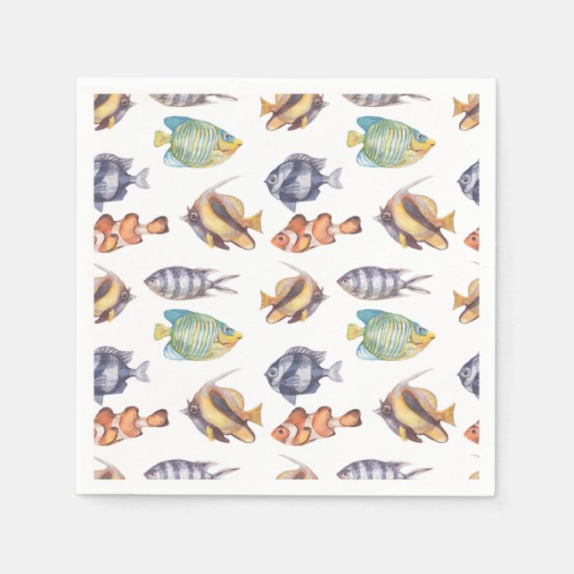 Fisch-Angeln-Papier Serviette (Vorderseite)