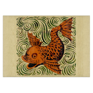 Fisch Antik Fliese Alte Kunst alte De Morgan Kunst Schneidebrett
