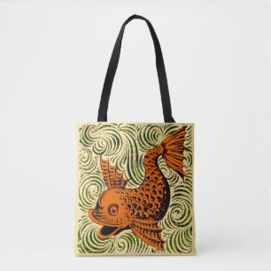 Fisch Antike Fliese Alte Kunst alte de Morgan Kuns Tasche