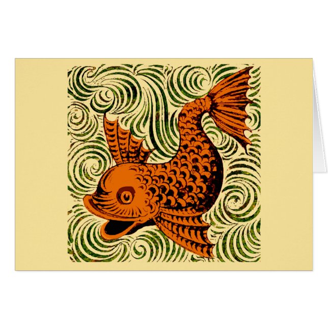 Fisch Antikes Tile Alte Kunst antiken (Vorderseite (Horizontal))