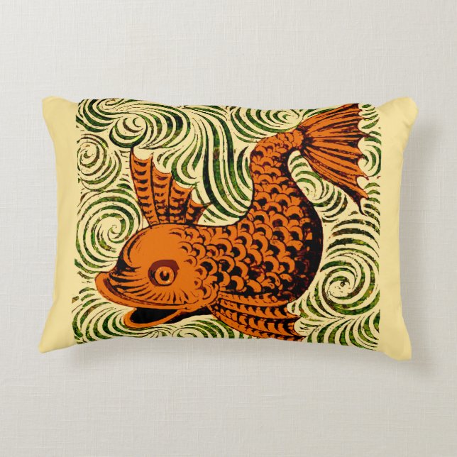 Fisch Antikes Tile Alte Kunst antiken Dekokissen (Rückseite)