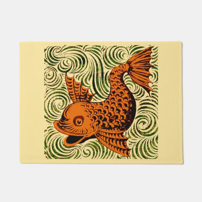 Fisch Antikes Tile Alte Kunst antiken Fußmatte (Vorderseite)
