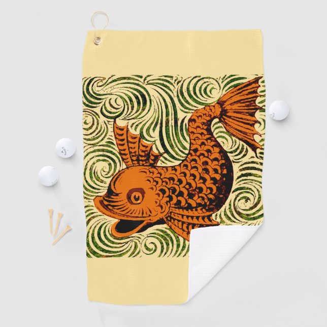 Fisch Antikes Tile Alte Kunst antiken Golfhandtuch (Insitu)