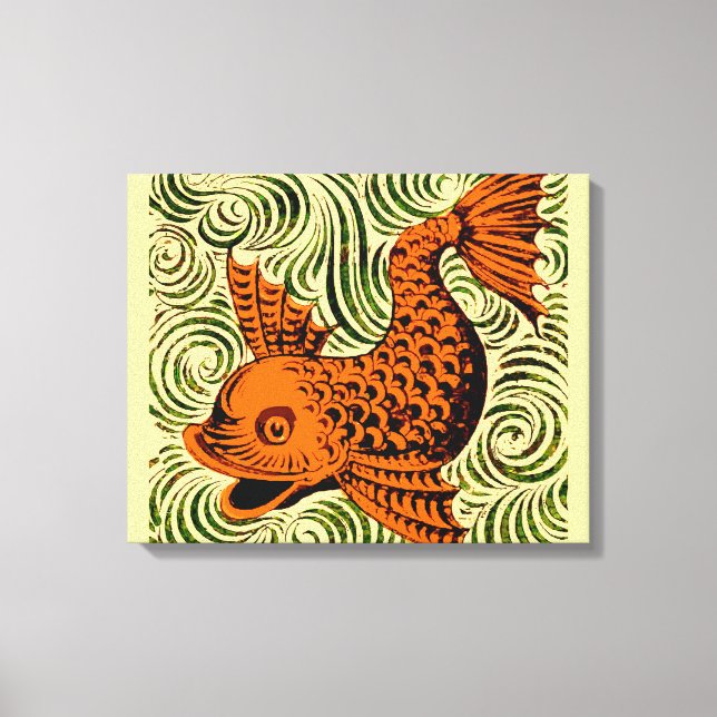 Fisch Antikes Tile Alte Kunst antiken Leinwanddruck (Vorderseite)