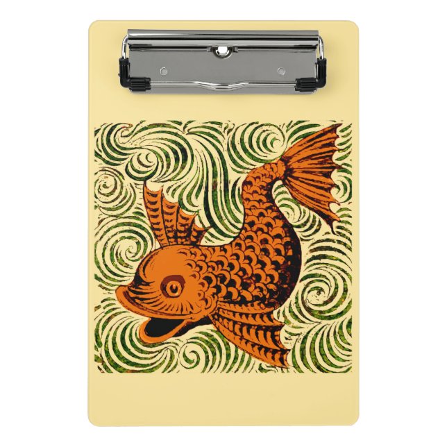 Fisch Antikes Tile Alte Kunst antiken Mini Klemmbrett (Vorderseite)