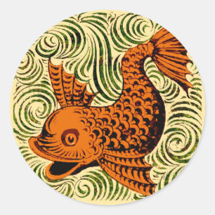 Fisch Antikes Tile Alte Kunst antiken Runder Aufkleber