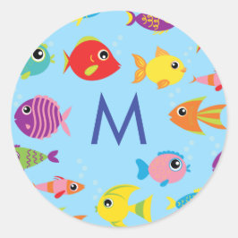 Fisch Aquarium Cute Kid Name Umschlag Dichtkleber Runder Aufkleber
