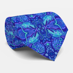 Fisch Arabesque Unterwasser Bohemisches Muster Lil Krawatte