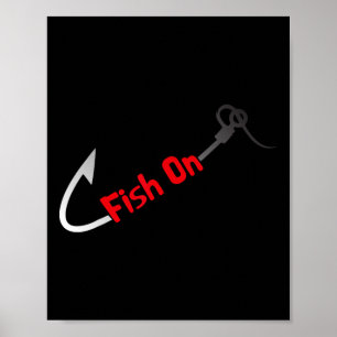 Fisch auf Angler B Fisch Angelhaken Witz Lustig Q Poster
