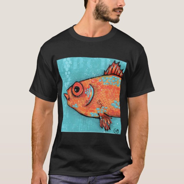 Fisch auf Türkis T-Shirt (Vorderseite)