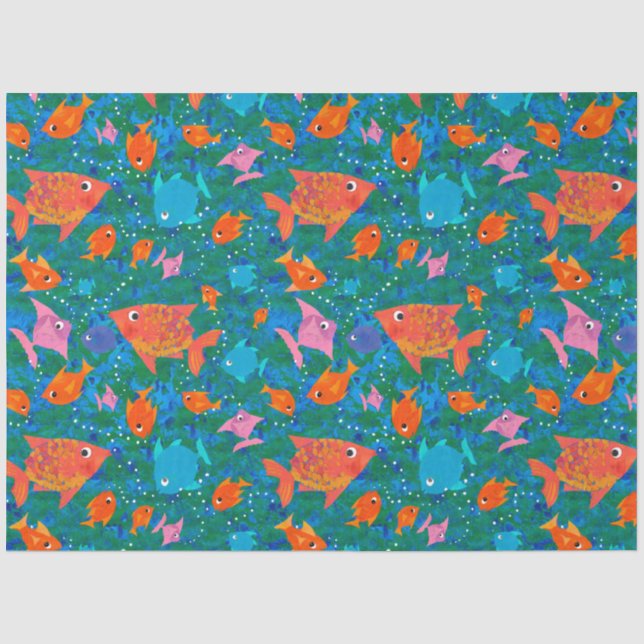 Fisch aus buntem Fisch im Meerteppichpapier Seidenpapier (Vorderseite)