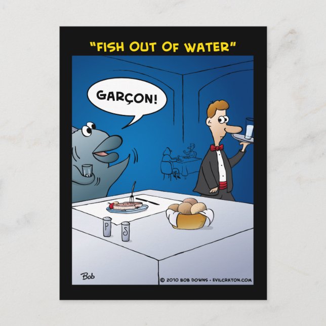 "Fisch aus Wasser" Postkarte (Vorderseite)