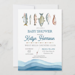 Fisch-Baby-Shower-Einladung, Angelsport-Baby-Showe Einladung