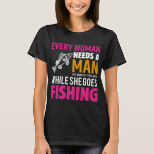 Fisch bewacht Amerika, mit einem Lebensretter Kreu T-Shirt