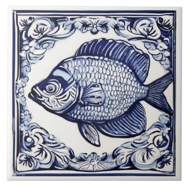 Fisch Blau und Weiß Meer und Ozean Thema Beach Hou Fliese (Vorderseite)