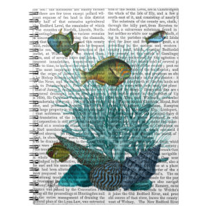 Fisch-blaue Muscheln und Korallen Notizblock