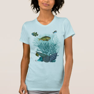 Fisch-blaue Muscheln und Korallen T-Shirt