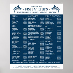 Fisch-& Chip-Shop-Restaurant-Menü Poster