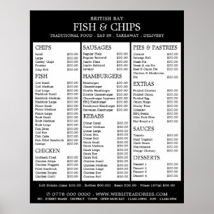 Fisch-&-Chip-Shop-Restaurantmenü Poster
