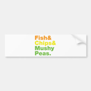 Fisch & Chips & Mushy Peas. Autoaufkleber