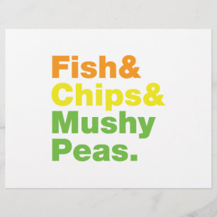 Fisch & Chips & Mushy Peas. Flyer