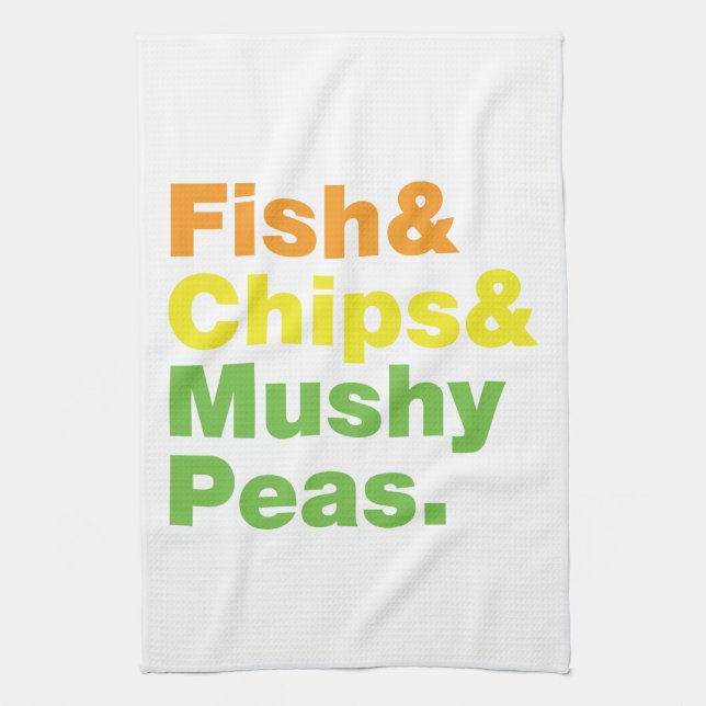 Fisch & Chips & Mushy Peas. Handtuch (Vertikal)