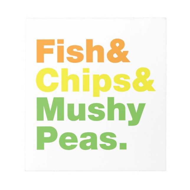 Fisch & Chips & Mushy Peas. Notizblock (Vorderseite)