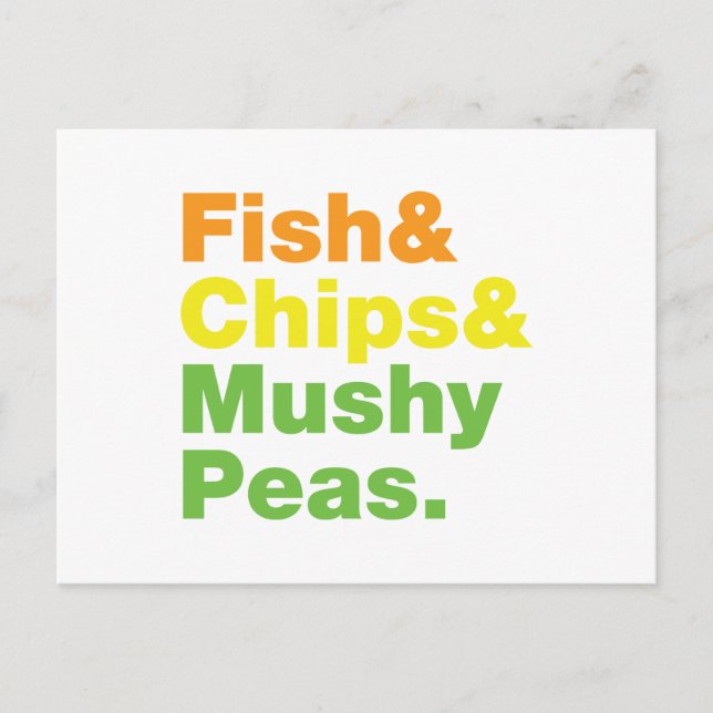 Fisch & Chips & Mushy Peas. Postkarte (Vorderseite)