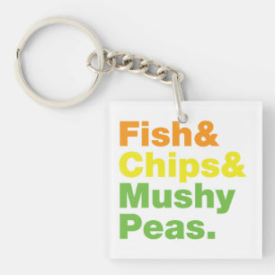 Fisch & Chips & Mushy Peas. Schlüsselanhänger