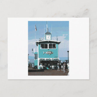 Fisch & Chips Restaurant Zeichnend Postkarte