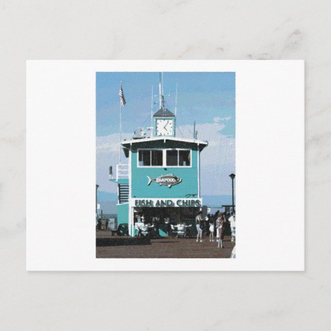 Fisch & Chips Restaurant Zeichnend Postkarte (Vorderseite)
