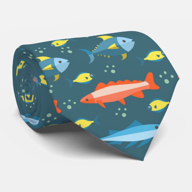 Fisch Colorful Necktie Krawatte (Gerollt)