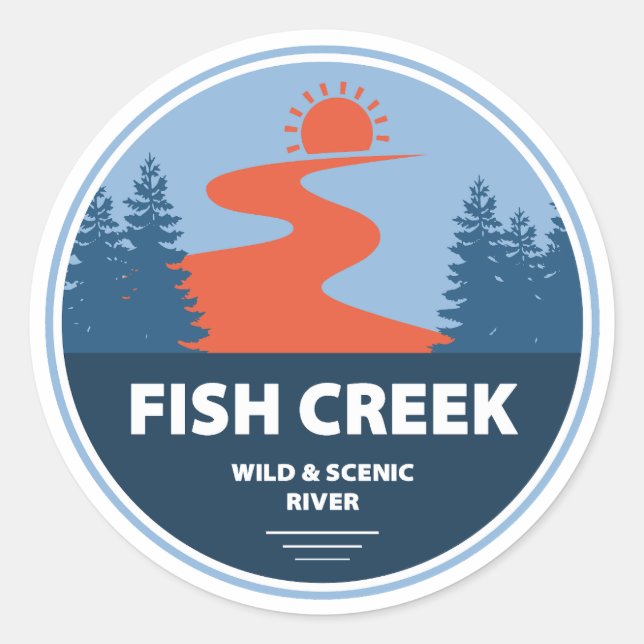 Fisch Creek Wild und Landschaftlicher Fluss Oregon Runder Aufkleber (Vorderseite)