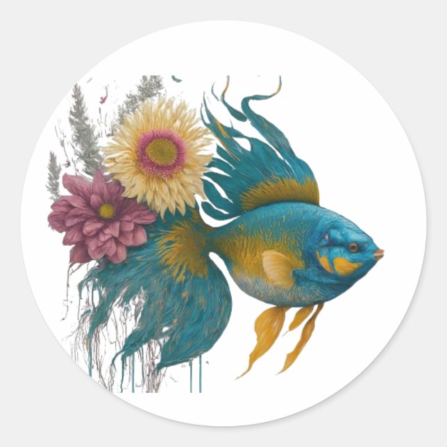 Fisch Das Symbol des Wohlstands mit einzigartigem  Runder Aufkleber (Vorderseite)