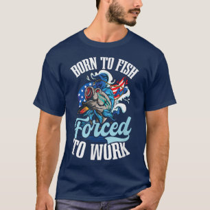 Fisch erzwungene Arbeit Design US-Flagge Fischen 5 T-Shirt