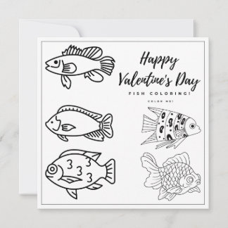 Fisch Färben Kids Karte Glücklichen Valentinstag