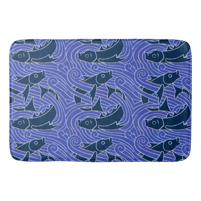 Fisch Fett Schwimmen Ozean Blauer Fischfang Badematte (Vorderseite)