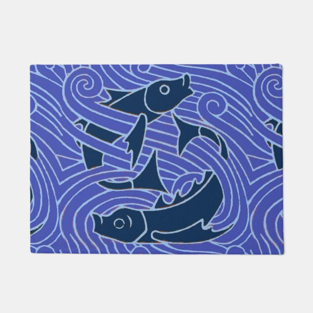 Fisch Fett Schwimmen Ozean Blauer Fischfang Fußmatte (Vorderseite)