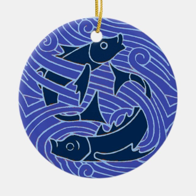 Fisch Fett Schwimmen Ozean Blauer Fischfang Keramik Ornament (Vorne)