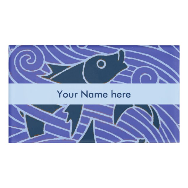 Fisch Fett Schwimmen Ozean Blauer Fischfang Namenschild (Vorderseite)