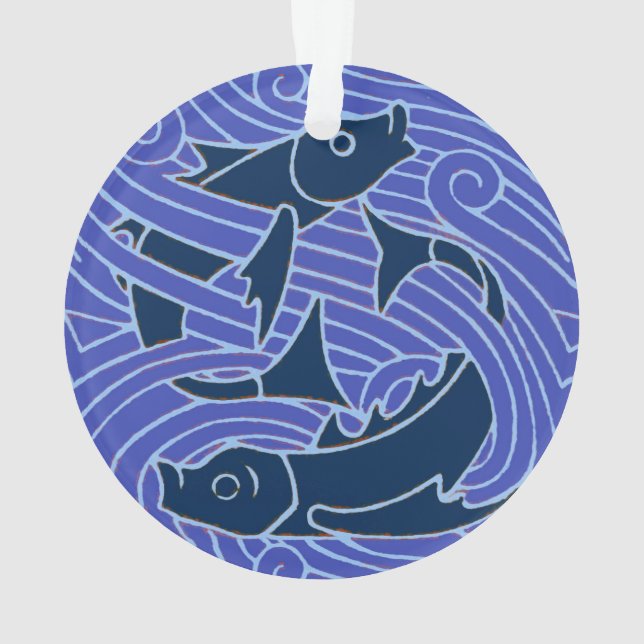Fisch Fett Schwimmen Ozean Blauer Fischfang Ornament (Rückseite)