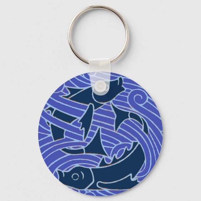 Fisch Fett Schwimmen Ozean Blauer Fischfang Schlüsselanhänger (Vorderseite)