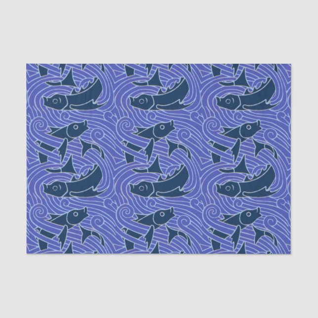 Fisch Fett Schwimmen Ozean Blauer Fischfang Seidenpapier (Vorderseite)