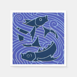 Fisch Fett Schwimmen Ozean Blauer Fischfang Serviette