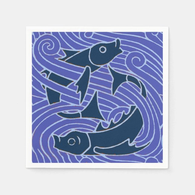 Fisch Fett Schwimmen Ozean Blauer Fischfang Serviette (Vorderseite)